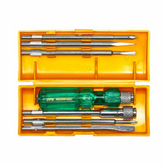 Truliving_Hand Tools & Hardware-Screwdriver & Screwdriver Set-Tools & Hardware-TAPARIA 840 Screw Driver Set with Bulb | Neon, Silver and Green